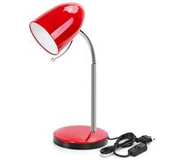 Aigostar Flexo Escritorio， Lampara Escritorio Retro Metálica E27， sin Bombilla， Ajuste Flexible， Cable 153 cm con Enchufe， Rojo