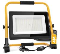 Aigostar Foco de Trabajo LED 150W,13500LM,Foco LED Portátil con Cable de 4M,Enchufes Con Interruptor Estanco,IP65 Impermeable,Soporte plegable,Uso en Interior y Exterior,para Obra, Taller,6500K
