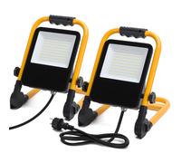 Aigostar Foco de Trabajo LED 30W 2700LM Foco LED Portátil con Enchufe, IP65 Impermeable Soporte plegable, para Uso en Interiores y Exteriores, para Obra, Taller, Garaje ,6500K Luz Blanca, 2 pcs 50w