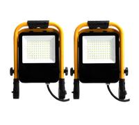 Aigostar Foco de Trabajo LED 50W 4500LM Foco LED Portátil con Enchufe, IP65 Impermeable Soporte plegable, para Uso en Interiores y Exteriores, para Obra, Taller, Garaje ,6500K Luz Blanca, 2 pcs