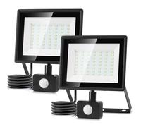 Aigostar Foco LED con Sensor Movimiento 50W,4300LM Super Brillo Focos LED Exterior IP65 Impermeable,Blanco Frío 6500K Proyector Led Exterior,Perfectas para Jardín, Garaje, Patio, 2PC