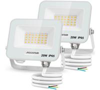 Aigostar Foco LED Exterior 20w, 1650LM Foco Proyector LED, IP65 Impermeable Luz de Seguridad, Natural 4000K Luces led exterior, Para Jardín, Patio, Garaje, Paquete de 2