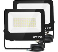 Aigostar Foco Led Exterior 50w,4500 lúmen,2 Piezas,Proyector Led Impermeable IP65,Blanco Frío 6500K para Interior, Jardín，Patio,Garaje,Parqu