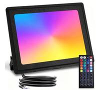 Aigostar Foco LED para exteriores de 50W，Foco LED de color RGB con control remoto， 6 modos estroboscópicos， modo DIY， temporizador， regulables， IP65 a prueba de agua para jardín， fiesta， etc.