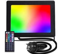 Aigostar - Foco proyector LED con Enchufe,50W,con mando a distancia,RGB:iluminación de colores,6 modos de funcionamiento estroboscópico.Iluminación regulable,temporizador.Uso interior y exterior IP65
