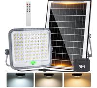 Aigostar - Foco proyector LED con gran panel solar,150W,10000mAH,Batería de gran capacidad.regulable 3000/4000/6500K.1500lm,Uso interior/exterior IP65:Porches,Jardín,Camino,Piscina,Cable de 5m 150w/cc