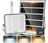 Aigostar - Foco proyector LED con gran panel solar,150W,10000mAH,Batería de gran capacidad.regulable 3000/4000/6500K.1500lm,Uso interior/exterior IP65:Porches,Jardín,Camino,Piscina,Cable de 5m 300w/cc