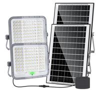 Aigostar Foco proyector LED con gran panel solar，Cable de 5m，150W，1500lm，10000mAH，Batería de gran capacidad.regulable 3000/4000/6500K.Uso interior/exterior IP65:Porches，Jardín，Camino，Piscina，2 Piezas