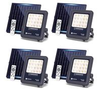 Aigostar Foco proyector LED solar con control remoto 4 piezas,focos solare de 50W, 500LM,luz blanca fría de 6500K,IP65 impermeable Luz solar exterior,para jardín,terrazas,caminos,garajes,cable de 2M