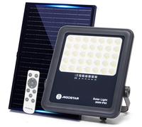 Aigostar Foco proyector LED solar con control remoto,focos solare de 200W, 2000LM,luz blanca fría de 6500K,IP65 impermeable Luz solar exterior,para jardín,terrazas,caminos,garajes,cable de 2M