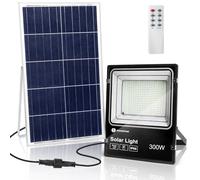 Aigostar - Foco proyector LED solar con mando a distancia，300W，6500K luz blanca.Resistente al agua IP66.Perfectos para interior y exterior jardín，patios，caminos o garajes，Longitud de cable 2M.