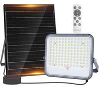 Aigostar Foco proyector LED solar con mando a distancia,4000mAH,gran panel solar y batería de gran capacidad,regulable 3000/4000/6500K,IP66,cable 2m 200w,cct
