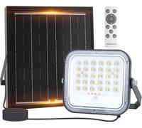Aigostar Foco proyector LED solar con mando a distancia,4000mAH,gran panel solar y batería de gran capacidad,regulable 3000/4000/6500K,IP66,cable 2m 50w,cct