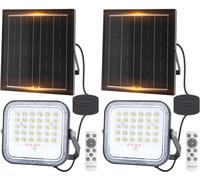 Aigostar Foco proyector LED solar con mando a distancia,4000mAH,gran panel solar y batería de gran capacidad,regulable 3000/4000/6500K,IP66,cable 2m 50w,cct,2pcs