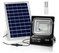 Aigostar Foco Proyector LED Solar con Mando a Distancia 50W, 100w, 200w 6500K Luz Blanca Resistente Al Agua