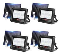 Aigostar Foco Proyector LED Solar con mando a distancia 50w 4 piezas, Blanco Frío 6500K, Foco Solar Exterior Impermeable IP65,Proyector LED Exterior con Brillo y Sincronización ajustables para Jardín