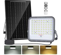 Aigostar - Foco proyector LED solar con mando a distancia,8000mAH,gran panel solar y batería de gran capacidad,regulable 3000/4000/6500K,Función crepuscular,Luz solar para exterior y jardín,patios.