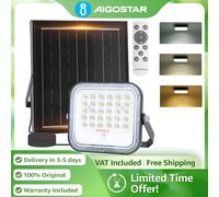 Aigostar Foco Solar Ajustable 4000mAh Gran Panel | 3 Colores + Función Crepuscular IP66 | para Jardín, Patio