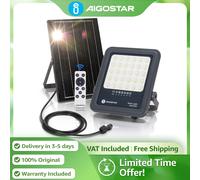 Aigostar Foco Solar con Mando 50W/100W/200W/300W | IP65 Impermeable | Luz Blanca Fría para Terraza, Camino, Garaje