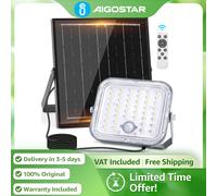 Aigostar Foco Solar con Sensor y Gran Panel | 4000mAh Súper Luminoso IP66 | para Jardín, Exterior 6500K