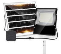 Aigostar Foco solar exterior con mando a distancia,Cable de 5m.16000mAH,Batería de gran capacidad y gran panel solar.regulable 3000/4000/6500K. Uso interior/exterior IP66