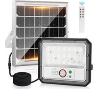 Aigostar - Foco solar exterior con sensor de movimiento,4000mAH,Batería gran capacidad,6500K.Foco LED solar mando a distancia Uso interior/exterior IP65: jardín,patio,camino o garaje