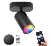 Aigostar Focos de Pared GU10 Lámpara de Techo Compatible con Alexa Bluetooth Mesh, 1 Luce Focos de Techo LED Inteligente, Regulable Colores y 2700-6500K, Apliques Interior para Salas Cocina Pasillos