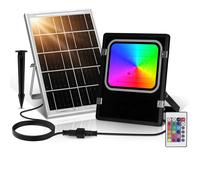 Aigostar Focos LED Exterior Solares RGBW, Cambio de Color 100W, Foco RGB+6500K y 3 Modos, Regulable, Control Remoto, IP66 Impermeable, Proyector LED RGB para Fiestas Jardín Terraza, 2 pcs
