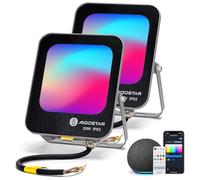 Aigostar Focos Led RGBW Exterior, 20W 1800LM Bluetooth Mesh Focos LED Exterior, 6500K Luz blanca, Foco Proyector LED Exterior & Interior IP65 de Colores para Fiesta, Terraza, Jardin(2Uds）