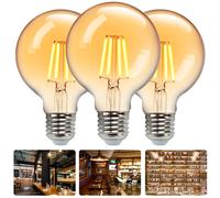 Aigostar G80 Bombilla Filamento Vintage LED, Bombilla LED E27 Luz Cálida 2200K, 4W/6W/8W, Bombilla Decorativa Retro, para Hogar, Restaurante, Cafetería, Bar-3 Unidades