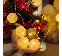 Aigostar Guirnalda Lluces LED Pilas- 10 LED Bolas de Algodón en 5 Colores- 2,3M Guirnalda Luces Interior- 2 Modos- para Decoracion Habitacion, Hogar, Fiesta, Vacaciones, Navidad, Paquete de 2