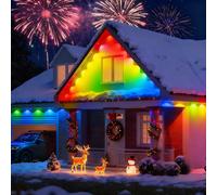 Aigostar Guirnalda Solar para Exterior 15M Aigostar Luces Solares Impermeables IP65 con 19 Modos 50 LEDs RGBY, Automática y sin Cableado Decoración Permanente para Todo el Año，para Navidad y Decoració