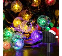 Aigostar Guirnaldas Luces Exterior Solar, Multicolor de Decorativas de Cristal de 12 m con 8 modos, IP65 Luces Solares LED Exterior Jardin, luces solares impermeables para jardines, balcones y fiestas