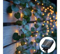 Aigostar Guirnaldas Luces LED Solares 2M+10M, 100 LEDs, Hiedra Artificial con Hojas, IP65 Impermeable, Blanco Cálido. Ideal para Jardín, Terraza, Fiesta