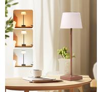 Aigostar Lámpara de Mesa Inalámbrica Recargable USB, Lámpara de Escritorio Táctil Regulable, 3 Modos de Color, Lámpara de Noche IP54 Impermeable para Interior y Exterior, Dormitorio - Marrón Oscuro