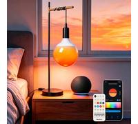 Aigostar Lámpara de Mesa Inteligente WiFi Bluetooth Mesh Alexa, Bombilla LED E27 4.9W RGB 16M Colores 2700K-6500K Regulable, Lámpara Noche Escritorio Mesita Moderna Control Voz App