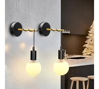 Aigostar Lampara de pared， Aplique pared Interior E27 con Diseño Colgante con Cable Enrollable ， Máx 40W， No Incluye Bombillas， Pack 2 Uds