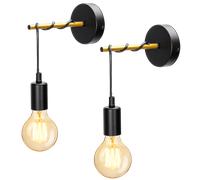 Aigostar Pack de 2 Lámparas de Pared, Aplique Interior Negro con Diseño de Cuerda Enrollada, Casquillo E27 Max.40W, Estilo Industrial Vintage (Bombillas no Incluidas)