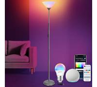 Aigostar Lámpara de Pie Moderna, con Mando a Distancia y Bluetooth Mesh G45 E27 Bombilla LED RGB & 2700K-6500K, Lámpara de Pie Regulable, Compatible con Alexa, 175 cm