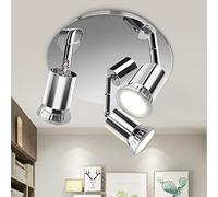 Aigostar- Lámpara de Techo Focos LED,Plafón con 3 Focos GU10 Base,ø200mm,Ajustable y Giratorio Lámpara de techo paradormitorio, cocina, salón, pasillo,Sin Bombilla.
