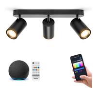 Aigostar Lámpara de Techo Inteligente 3 Focos GU10 Compatible con Alexa Bluetooth Mesh, Plafón Foco de Techo LED Regulable Colores, Apliques Interior Ajustables y Giratorios para Dormitorio Cocina