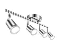Aigostar Lámpara de Techo LED Focos, Plafón con Focos GU10 4 Luces para Ángulo Ajustable y Giratorio para Interior Focos de Techo Orientables para Dormitorio Cocina Níquel Mate (Sin bombillas)