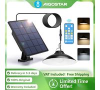 Aigostar Lámpara de Techo Solar con Mando | Batería Grande, IP65 Impermeable y Regulable | Cable 3m para Interior/Exterior