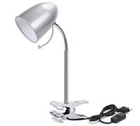 Aigostar Lampara Escritorio con Pinza Retro E27, Flexo Escritorio sin Bombilla, Luz Lectura con Clip con Cable de 153 cm, Cuello Flexible, Plata (Máx. 240V)