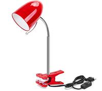 Aigostar Lampara Escritorio con Pinza Retro E27, Flexo Escritorio sin Bombilla, Luz Lectura con Clip con Cable de 153 cm, Cuello Flexible, Rojo (Máx. 240V)
