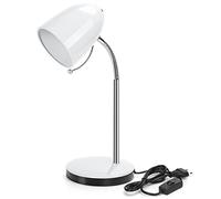 Aigostar Lámpara Escritorio Retro E27, Flexo Escritorio de Metal Vintage Sin Bombilla, Lampara de Mesa con Cuello Flexible, Máx 240V, Cable de 153 cm, Blanco