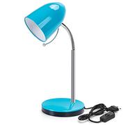Aigostar Lámpara Escritorio Retro E27, Flexo Escritorio de Metal Vintage Sin Bombilla, Lampara de Mesa con Cuello Flexible, Máx 240V, Cable de 153 cm, Azul
