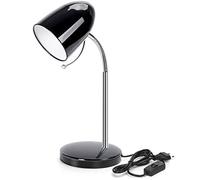Aigostar Lámpara Escritorio Retro E27, Flexo Escritorio de Metal Vintage Sin Bombilla, Lampara de Mesa con Cuello Flexible, Máx 240V, Cable de 153 cm, Negro