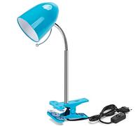 Aigostar Lampara Pinza Retro LED para Cama/Escritorio - Flexo Lectura sin Bombilla, Compatible E27 (240V Máx), Cable 153 cm, Azul