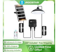 Aigostar Lámpara Solar con Mando y Cuerda | Batería 3000mAh, Cable 8m, Panel Grande IP65 | para Jardín, Camping**